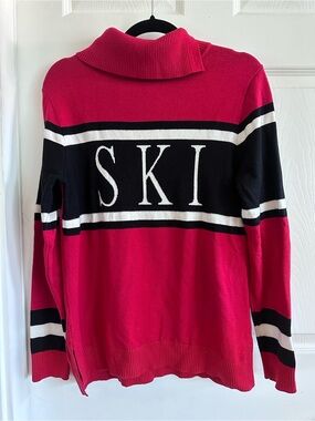 Ski Logo Turtleneck Sweater - Red and Black